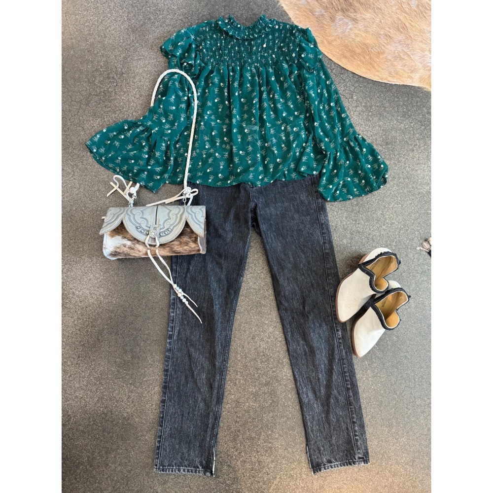 Zara Green Floral Blouse